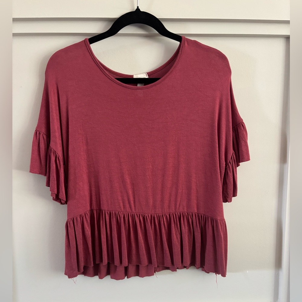 Women's Ruffled Sleeve Top - Pink